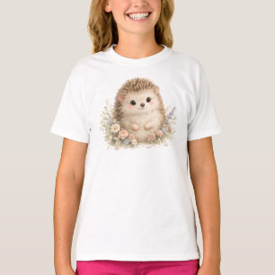 Camiseta Ilustración de jardín de erizo en acuarela