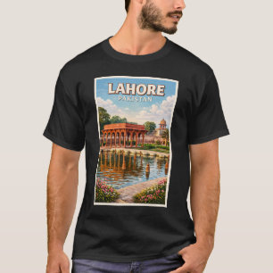Camiseta Ilustración de jardines de Lahore Pakistán Arte de