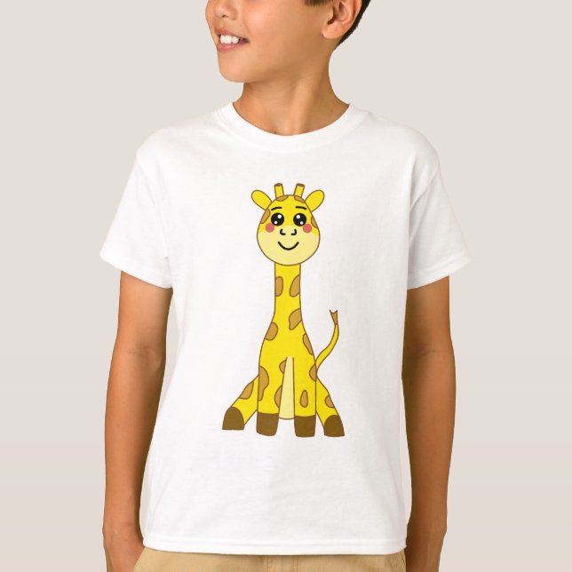 Camiseta Ilustracion de jirafa amarillo kawaii (Anverso)