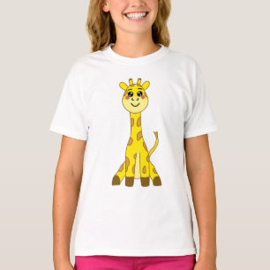 Camiseta Ilustracion de jirafa amarillo kawaii