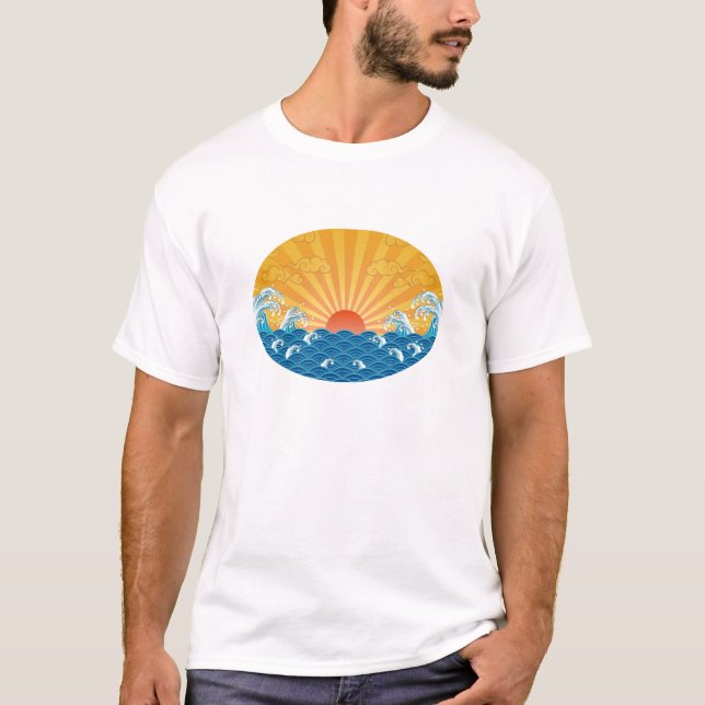 Camiseta Ilustracion de Kanjiz: el sol naciente y el mar (Anverso)