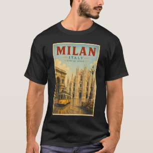 Camiseta Ilustración de la Catedral de Milán Italia Arte de