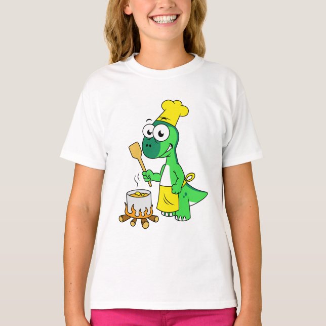 Camiseta Ilustracion De La Cocina De Los Dinosaurios Parasa (Anverso)