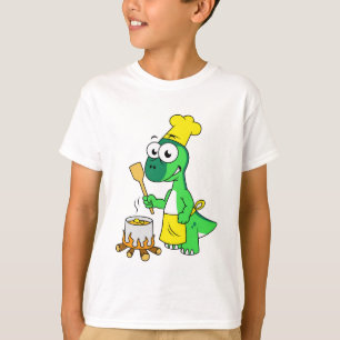 Camiseta Ilustracion De La Cocina De Los Dinosaurios Parasa