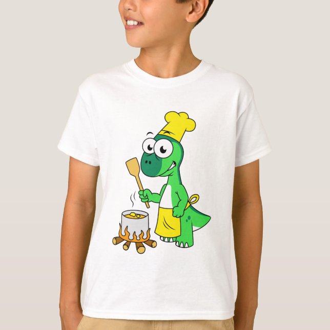 Camiseta Ilustracion De La Cocina De Los Dinosaurios Parasa (Anverso)