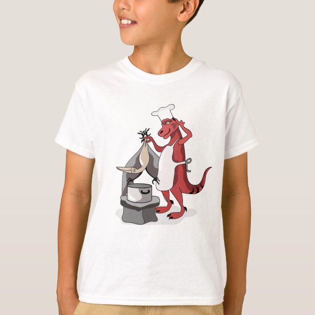 Camiseta Ilustracion De La Cocina De Un Chef Rex Tirrannosa (Anverso)