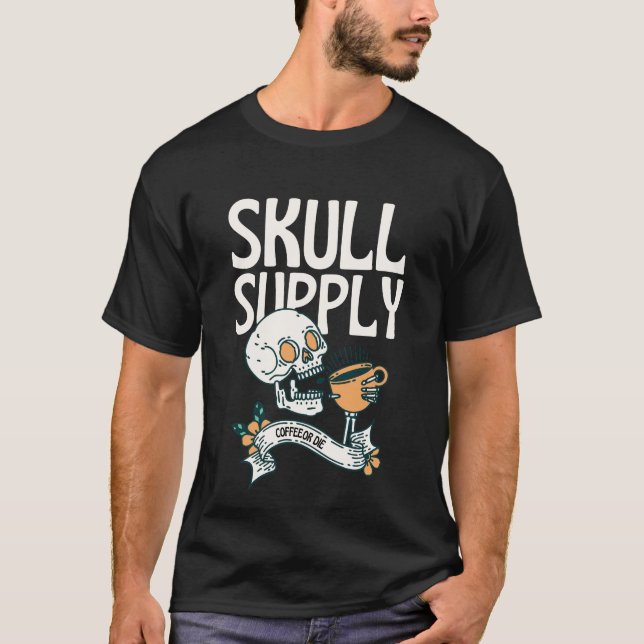 Camiseta Ilustracion de la Copa de Coffee y Skull (Anverso)