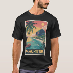 Camiseta Ilustración de la costa de Mauricio Arte de viaje 