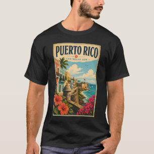Camiseta Ilustración de la costa de Puerto Rico Arte de via