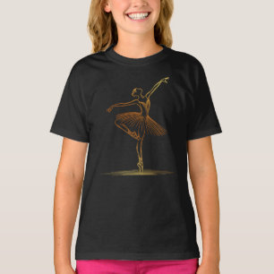 Camiseta Ilustracion de la elegante línea de oro Ballerina