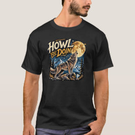 Camiseta Ilustración de la luna del lobo aullador de Howl Y