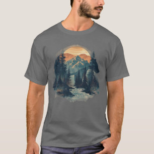 Camiseta Ilustracion de la naturaleza del oso escénico cami