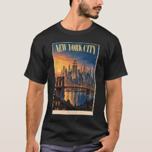 Camiseta Ilustración de la puesta de sol de la ciudad de Nu