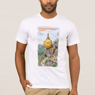 Camiseta Ilustración de la sagrada pagoda Kyaiktiyo Golden 