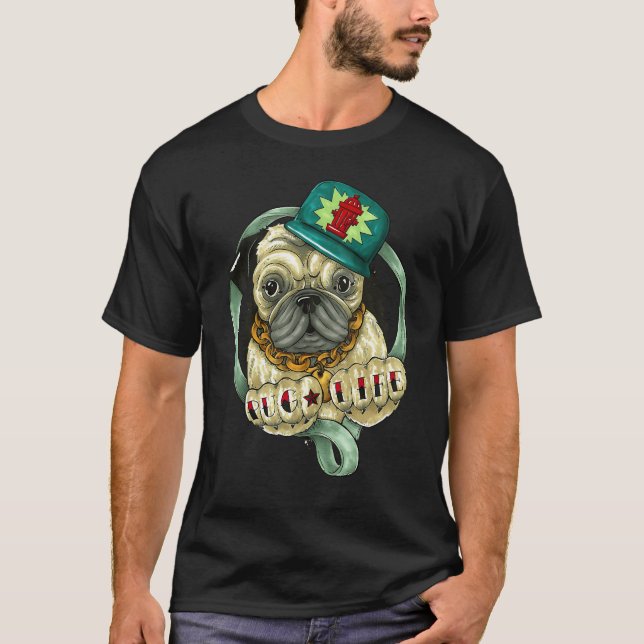 Camiseta ilustración de la vida del pug (Anverso)
