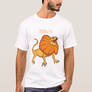 Camiseta Ilustración de lagarto de cuello fruncido naranja 