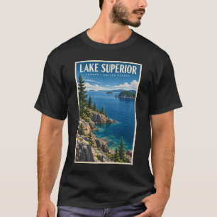 Camiseta Ilustración de Lake Superior Arte de viaje vintage