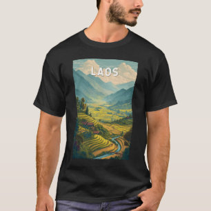 Camiseta Ilustración de Laos Arte de Viaje Vintage