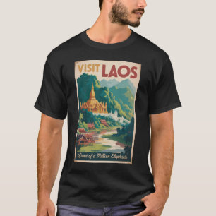 Camiseta Ilustración de Laos Pha That Luang Arte de Viaje