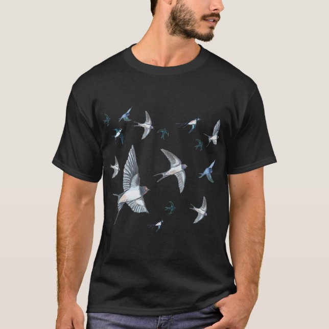 Camiseta Ilustracion De Las Aves Tragadas Voladoras (Anverso)