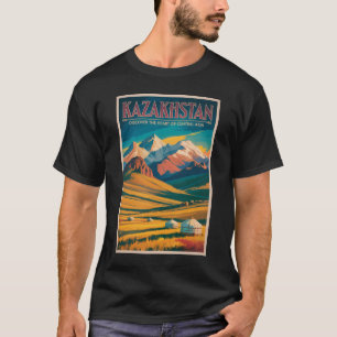 Camiseta Ilustración de las estepas de Kazajistán Arte de v