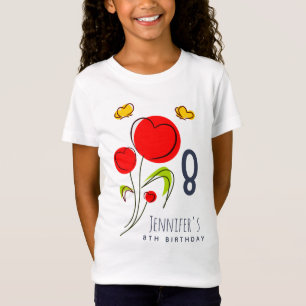 Camiseta Ilustracion de las flores del corazón rojo