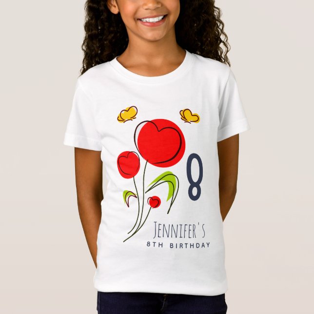 Camiseta Ilustracion de las flores del corazón rojo (Anverso)