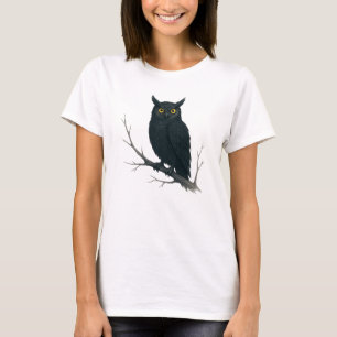 Camiseta Ilustracion de Lechuza Negra de Medianoche - Miste
