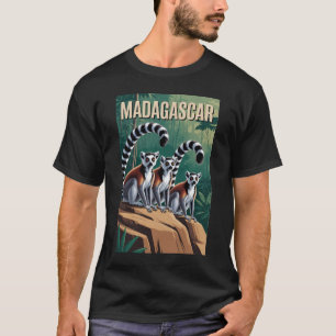 Camiseta Ilustración de lémures de Madagascar Arte de viaje