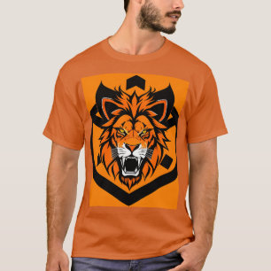 Camiseta Ilustración de León Ardiente Rodeado de Flamígero