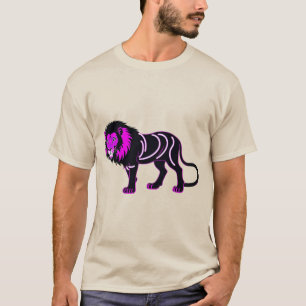 Camiseta Ilustración de León Neón Vibrante con Magenta Vibr