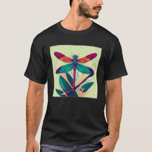Camiseta Ilustración de libélula linda estética colorida mu