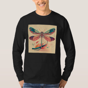 Camiseta Ilustración de libélula linda estética colorida mu