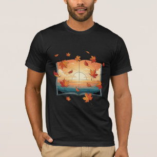 Camiseta Ilustración de libro de atardecer mágico de otoño