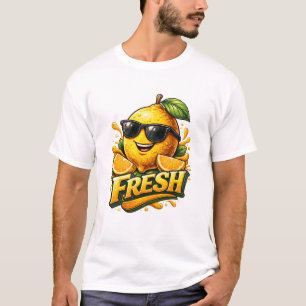 Camiseta Ilustración de limón fresco brillante minimalista