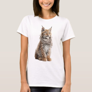 Camiseta Ilustración de lince salvaje lindo con bufanda