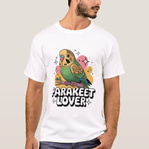 Camiseta Ilustración de lindo periquito Arte de ave color