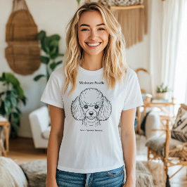 Camiseta Ilustracion de línea negra de retrato de caniche e