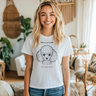 Camiseta Ilustracion de línea negra de retrato de caniche e