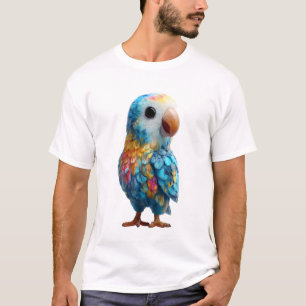 Camiseta Ilustración de loro estilizado vibrante para hombr