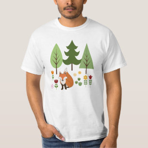 Camiseta Ilustracion de los árboles de flores Fox al estil