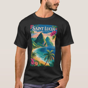 Camiseta Ilustración de los Pitones de Santa Lucía Arte de