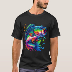 Camiseta Ilustración de lubina con salpicaduras de arcoíris