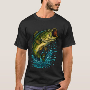 Camiseta Ilustración de lubina de boca grande - Diseño de p