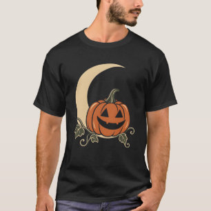 Camiseta Ilustración de Luna Creciente de Calabaza de Hallo