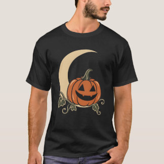 Camiseta Ilustración de Luna Creciente de Calabaza de Hallo