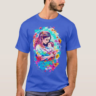 Camiseta Ilustración de madre sosteniendo bebé