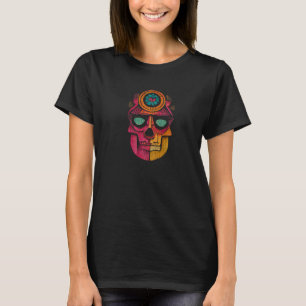 Camiseta Ilustración de mano de cráneo de azúcar dibujada s