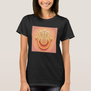 Camiseta Ilustración de mano de Hamsa amarilla en color pas