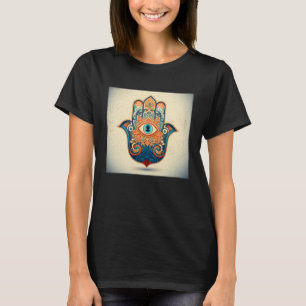 Camiseta Ilustración de Mano de Hamsa con Ojo Mujer Palma Ú